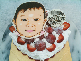 似顔絵手書きチョコプレート仕様デコレーションケーキ